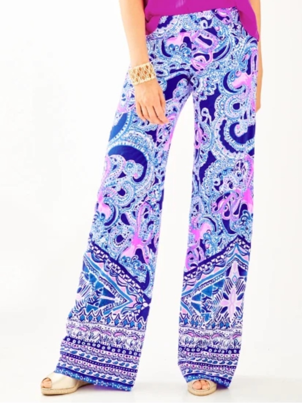 NWOT Lilly Pulitzer Bal Harbour Palazzo Pant Size Blue Grotto LEGGA SEA Octopus